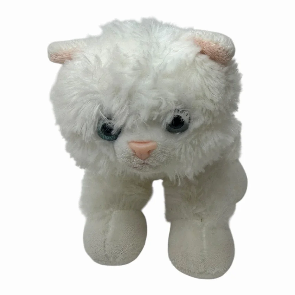 Aurora Flopsies White Kitty Cat‎ Plush with Blue Eyes 7